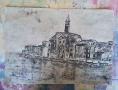 Ivanka Grgurić, "Rovinj", ugljen na papiru