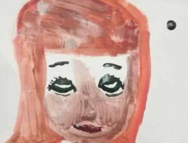 Tea Muller, "Autoportret", akril na papiru